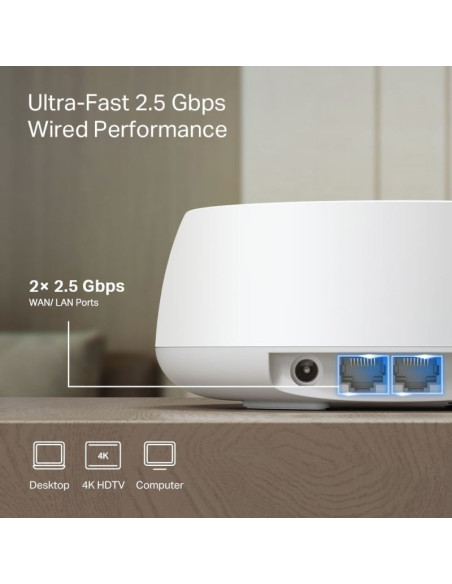 Tp-link deco be25(3-pack) siatkowy system wi-fi dual-band (2.4 ghz/5 ghz) wi-fi 7 (802.11be) biały 2 wewnętrzny