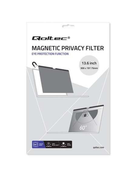 Qoltec filtr prywatyzujący do macbook air 13.6" | magnetyczny | ochrona wzroku