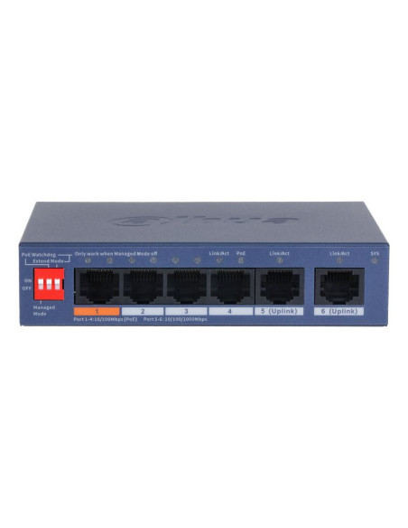 Dahua technology cs4006-4et2gt-60 przełącznik sieciowy zarządzany l2 gigabit ethernet (10/100/1000) obsługa poe niebieski
