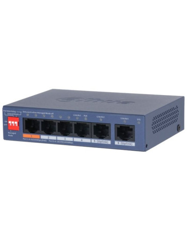Dahua technology cs4006-4et2gt-60 przełącznik sieciowy zarządzany l2 gigabit ethernet (10/100/1000) obsługa poe niebieski