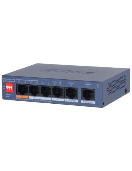 Dahua technology cs4006-4et2gt-60 przełącznik sieciowy zarządzany l2 gigabit ethernet (10/100/1000) obsługa poe niebieski