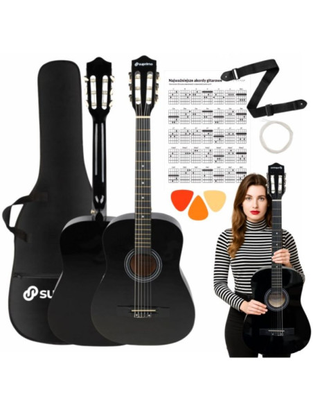 Suprimo cgs2 bk gitara klasyczna 4/4 czarna do nau