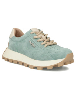 Skórzane półbuty sneakersy na platformie zielone filippo dp7498