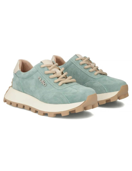 Skórzane półbuty sneakersy na platformie zielone filippo dp7498