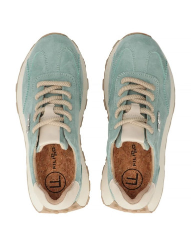Skórzane półbuty sneakersy na platformie zielone filippo dp7498