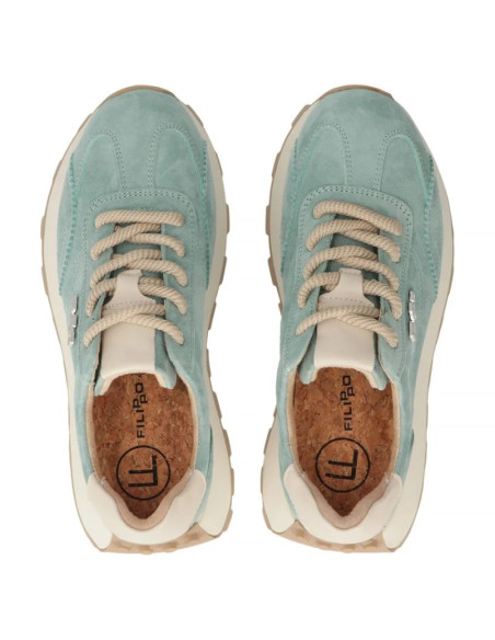 Skórzane półbuty sneakersy na platformie zielone filippo dp7498