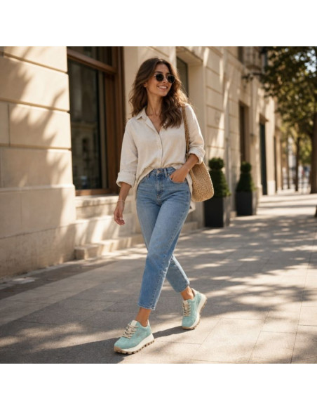 Skórzane półbuty sneakersy na platformie zielone filippo dp7498