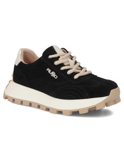 Skórzane półbuty sneakersy na platformie czarne filippo dp7498