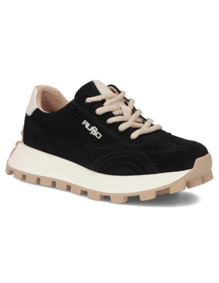 Skórzane półbuty sneakersy na platformie czarne filippo dp7498