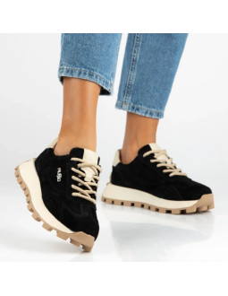 Skórzane półbuty sneakersy na platformie czarne filippo dp7498 2