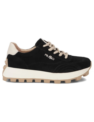 Skórzane półbuty sneakersy na platformie czarne filippo dp7498