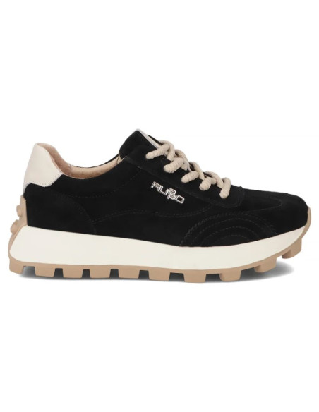 Skórzane półbuty sneakersy na platformie czarne filippo dp7498