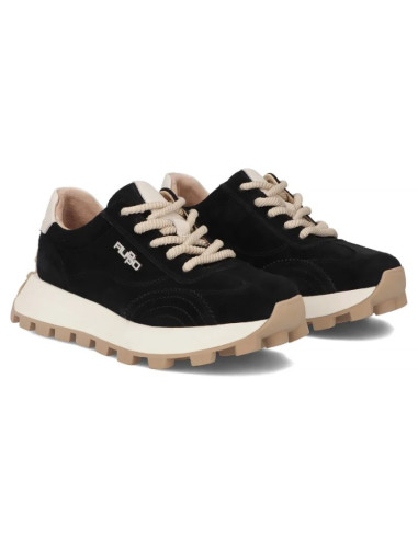 Skórzane półbuty sneakersy na platformie czarne filippo dp7498