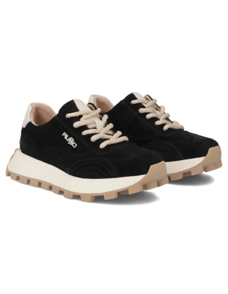 Skórzane półbuty sneakersy na platformie czarne filippo dp7498