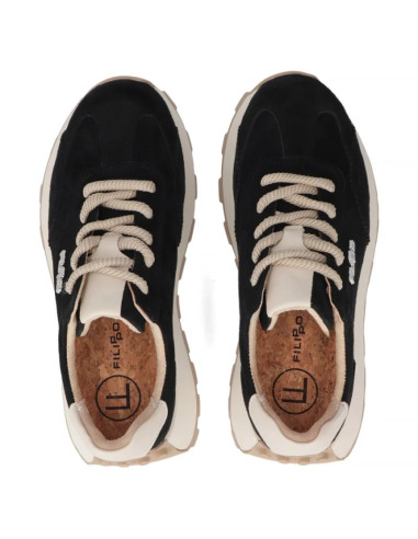 Skórzane półbuty sneakersy na platformie czarne filippo dp7498