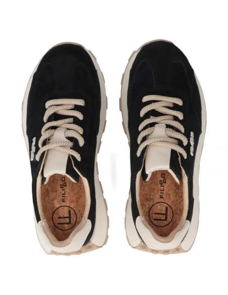 Skórzane półbuty sneakersy na platformie czarne filippo dp7498