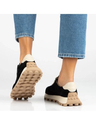 Skórzane półbuty sneakersy na platformie czarne filippo dp7498