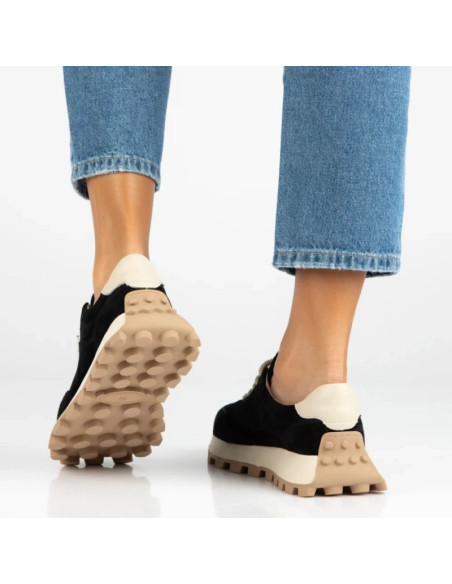 Skórzane półbuty sneakersy na platformie czarne filippo dp7498