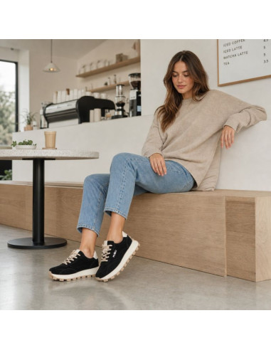 Skórzane półbuty sneakersy na platformie czarne filippo dp7498