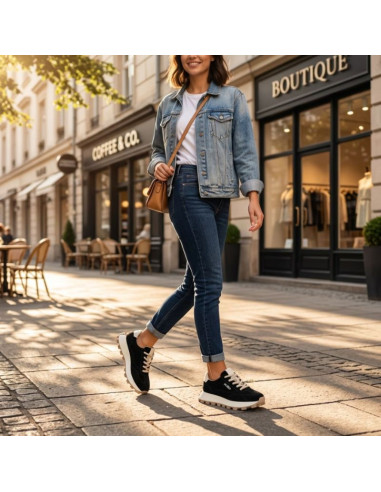 Skórzane półbuty sneakersy na platformie czarne filippo dp7498