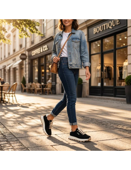 Skórzane półbuty sneakersy na platformie czarne filippo dp7498