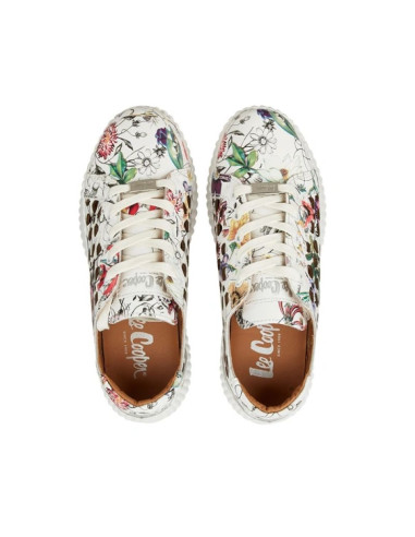 Lee cooper buty sportowe damskie trampki koronkowe beżowe platforma