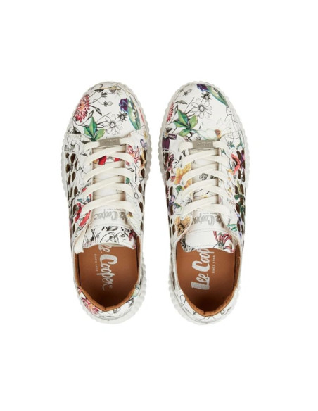 Lee cooper buty sportowe damskie trampki koronkowe beżowe platforma