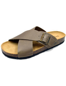Bio bio buty laczki męskie klapki profilowane skóra naturalna brązowe