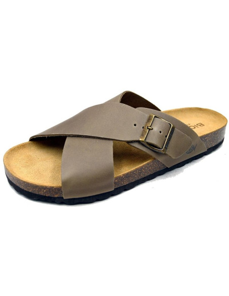 Bio bio buty laczki męskie klapki profilowane skóra naturalna brązowe
