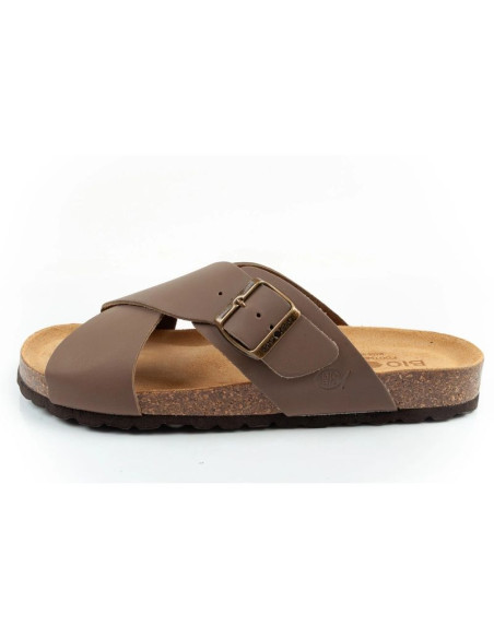 Bio bio buty laczki męskie klapki profilowane skóra naturalna brązowe
