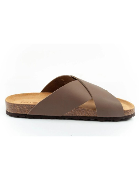 Bio bio buty laczki męskie klapki profilowane skóra naturalna brązowe