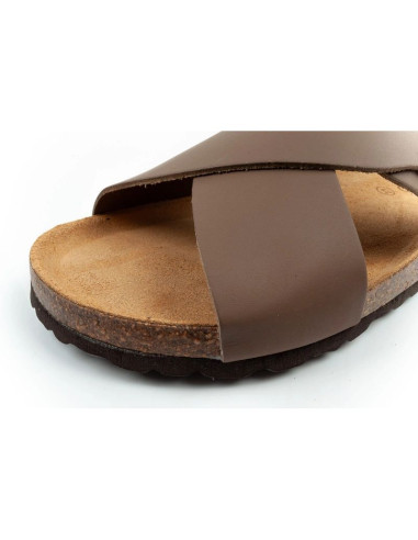 Bio bio buty laczki męskie klapki profilowane skóra naturalna brązowe