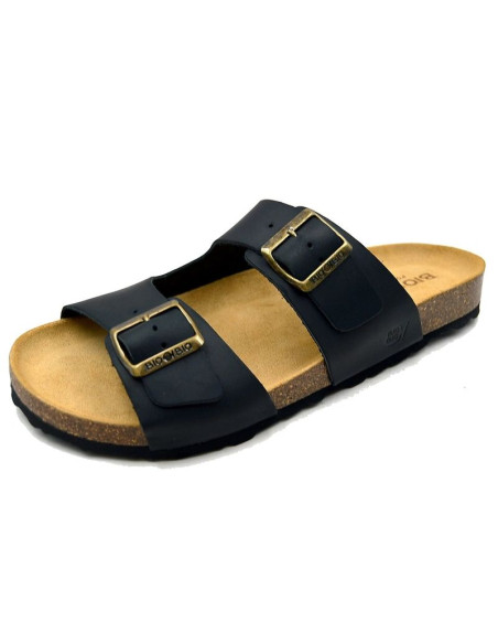 Bio bio buty laczki męskie klapki profilowane skóra naturalna czarne