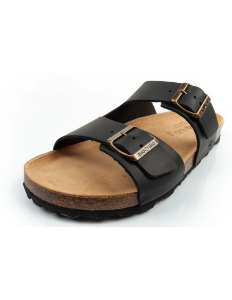 Bio bio buty laczki męskie klapki profilowane skóra naturalna czarne