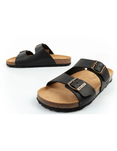 Bio bio buty laczki męskie klapki profilowane skóra naturalna czarne
