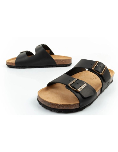 Bio bio buty laczki męskie klapki profilowane skóra naturalna czarne