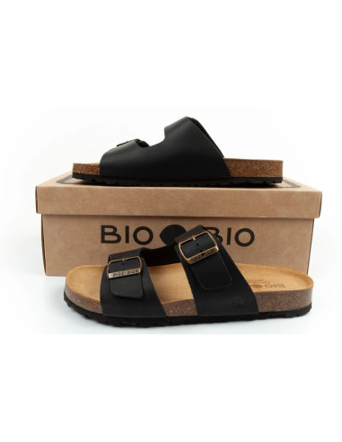 Bio bio buty laczki męskie klapki profilowane skóra naturalna czarne