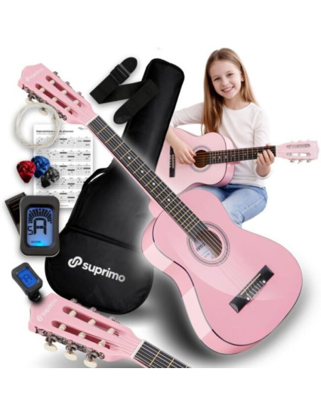 Suprimo jrc set pk gitara klasyczna 1/4 różowa do