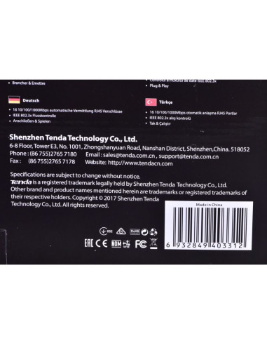 Switch tenda teg1016d (16x 10/100/1000mbps)
