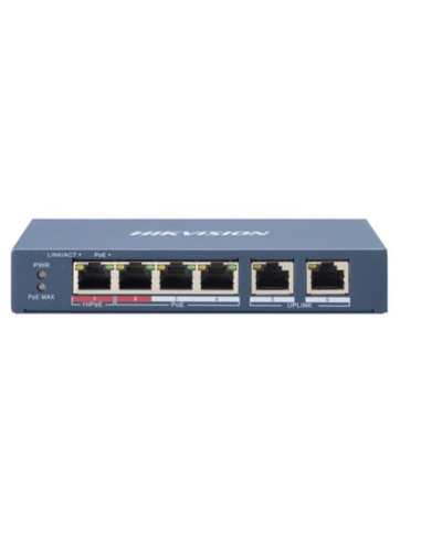 Hikvision ds-3e0106hp-e łącza sieciowe nie zarządzany fast ethernet (10/100) obsługa poe niebieski