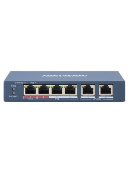 Hikvision ds-3e0106hp-e łącza sieciowe nie zarządzany fast ethernet (10/100) obsługa poe niebieski