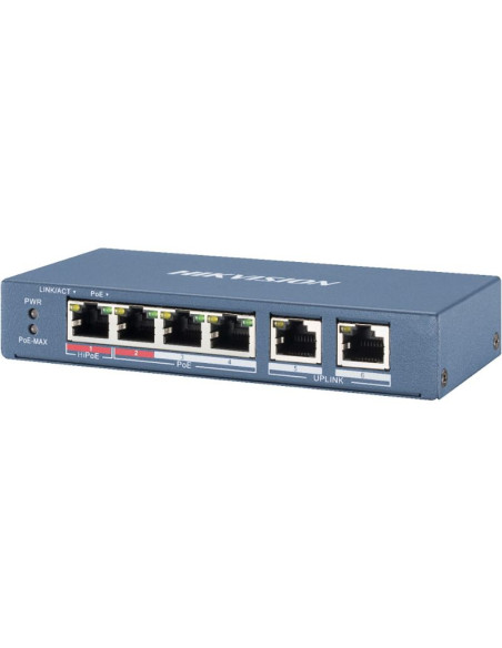Hikvision ds-3e0106hp-e łącza sieciowe nie zarządzany fast ethernet (10/100) obsługa poe niebieski
