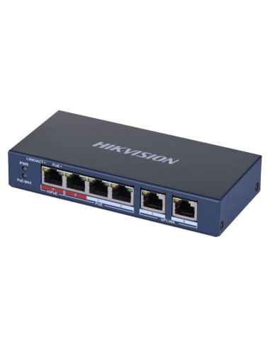 Hikvision ds-3e0106hp-e łącza sieciowe nie zarządzany fast ethernet (10/100) obsługa poe niebieski