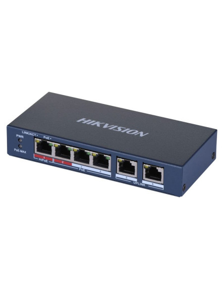 Hikvision ds-3e0106hp-e łącza sieciowe nie zarządzany fast ethernet (10/100) obsługa poe niebieski