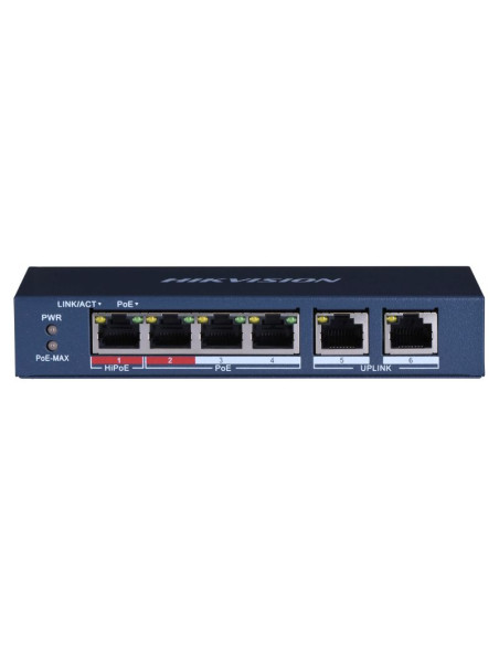 Hikvision ds-3e0106hp-e łącza sieciowe nie zarządzany fast ethernet (10/100) obsługa poe niebieski