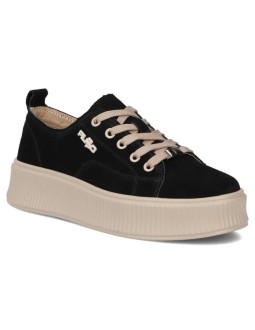 Skórzane półbuty sneakersy na platformie czarne filippo dp6122