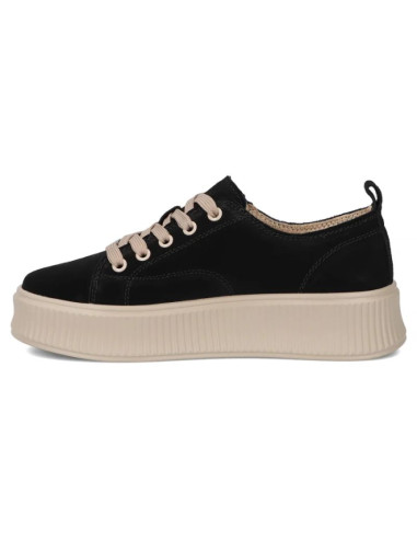 Skórzane półbuty sneakersy na platformie czarne filippo dp6122