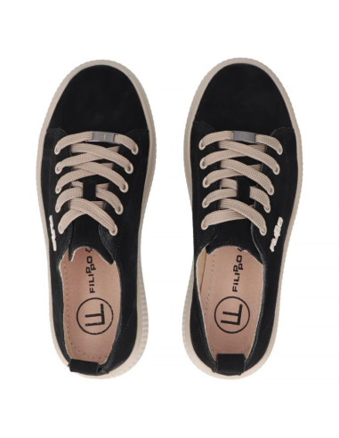 Skórzane półbuty sneakersy na platformie czarne filippo dp6122