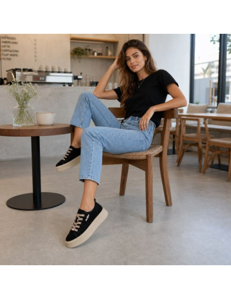 Skórzane półbuty sneakersy na platformie czarne filippo dp6122