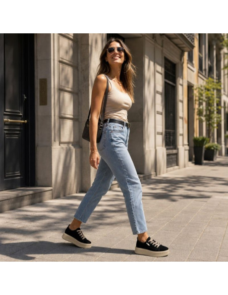 Skórzane półbuty sneakersy na platformie czarne filippo dp6122